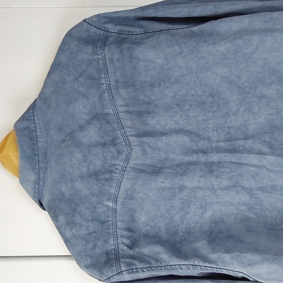 North River Outfitters Blue Cotton Denim Distressed BLUE pearl Snap shirt Sz.L - Picture 6 of 9